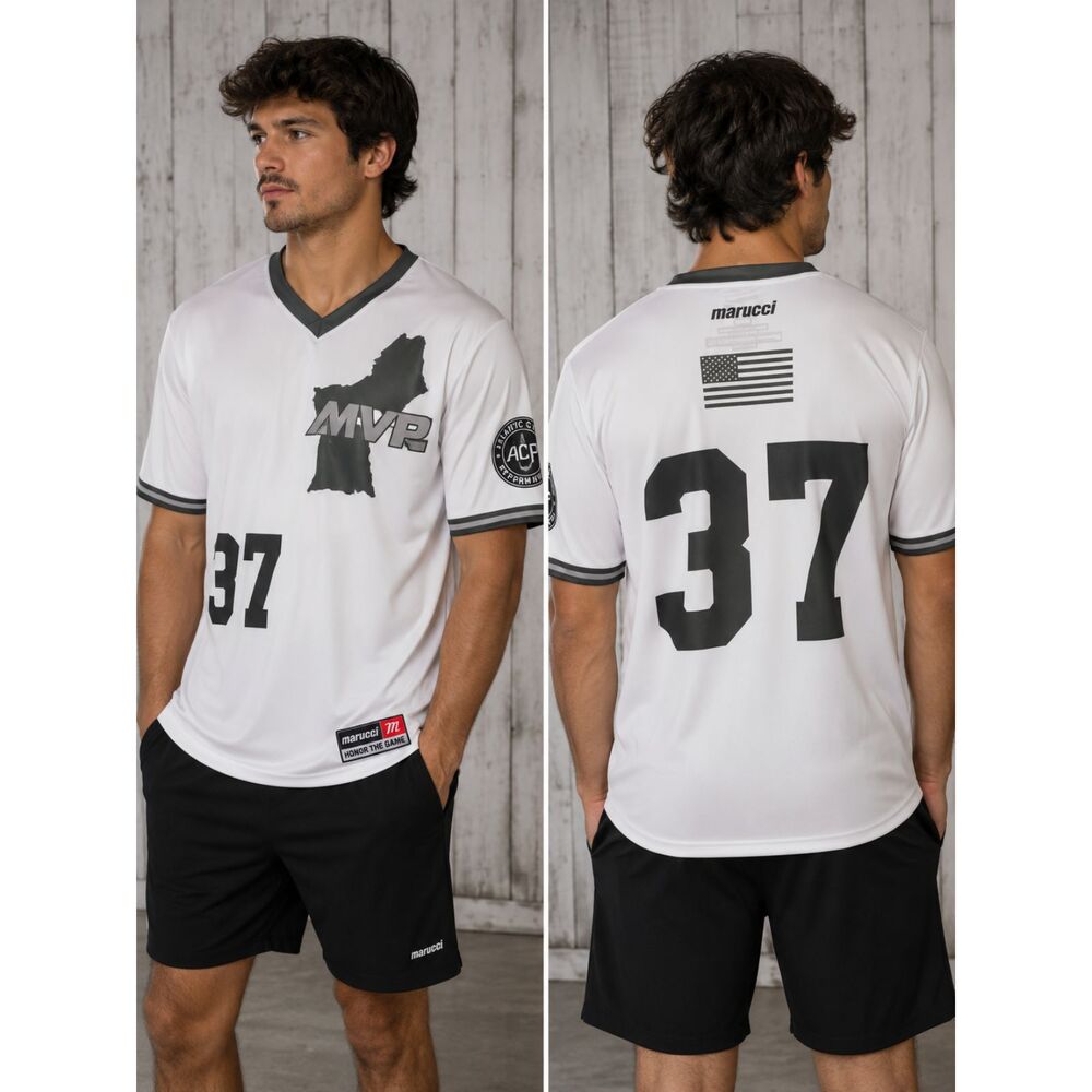 Marucci MVP New England Baseball Jersey # 37 White/Green V-Neck Size L NWT